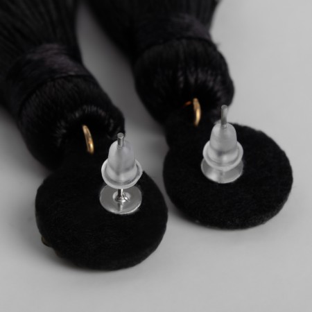 Earrings "Brushes" harmony, black color, l brush 8.5 cm-4