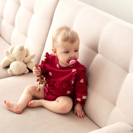 Body baby with minku ruffles, red color, height 74-80 cm-7