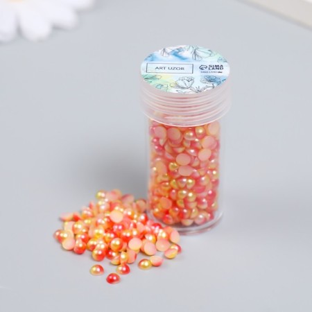 Decor "Semiobusins ​​and rhinestones. Gradient Orange-yellow" d = 4 mm 10g 200 pcs 5x2.5 cm, mix-2