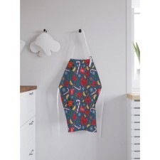 Apron kitchen with a “New Year's pattern with poinsettia”, adjustable, size OS