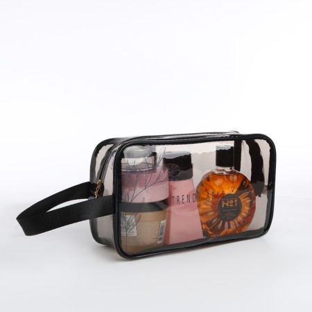 Cosmetic bag with lightning, black/transparent color