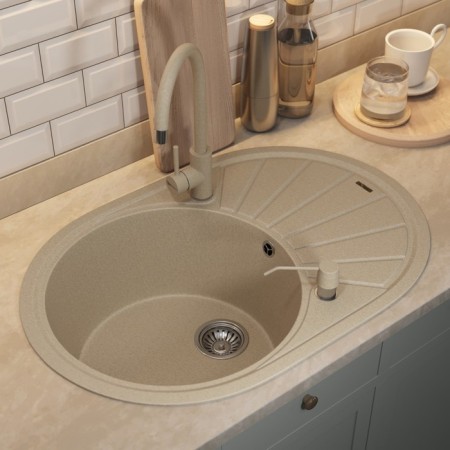 Quartz-quartz kitchen-quartz Uperwood Quartz UPD-02, oval, color 02 beige