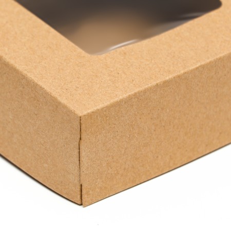 The box is folding, with a window, craft, 11.5 x 11.5 x 4 cm, set 10 pcs.-2