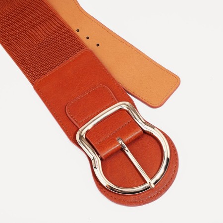 Women's belt, width 8 cm, elastic band, metal buckle, redhead red-2
