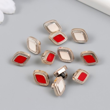 Button plastic for creativity "rhombus with a edging" set of 12 pcs mix 1.3x1x0.7 cm