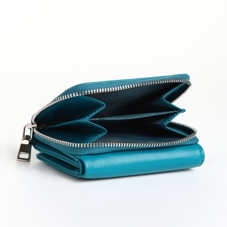 Women's wallet on magnet, blue color-3