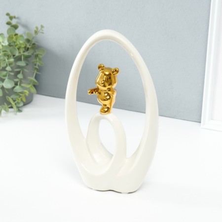 Souvenir Ceramics "Bear - Dreams in reality" White with gold 6x15.5x27 cm-4
