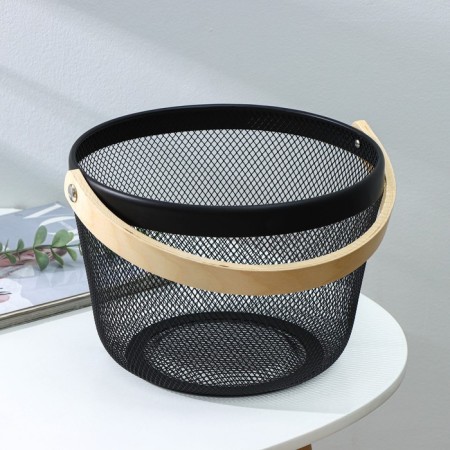 Universal round ladoom, 26 × 26 × 18 cm basket, black color is-1