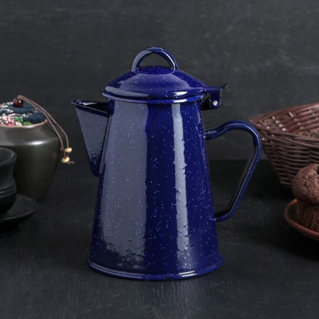 Emphased Coffee pot “Blue Marble”, 800 ml, 14 × 11.5 × 18 cm, blue color