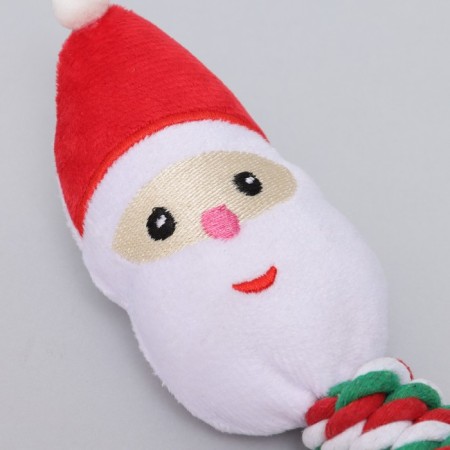 Bruttering toy, soft for dogs "Santa Claus" with a rope, 32 cm-3