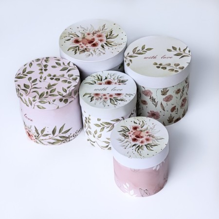 Set of round boxes 5 in 1 "Sedding", 19.5 x 19.5 - 14 x 14 cm-3
