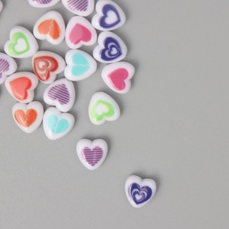 Beads for creativity plastic "Drawn Heart" White-color set 30 pcs 0.8x0.4 cm-1