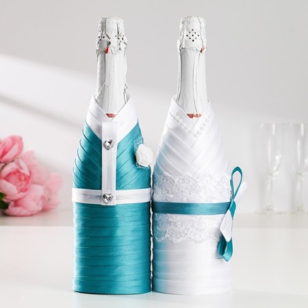 Decoration for champagne "wave", turquoise