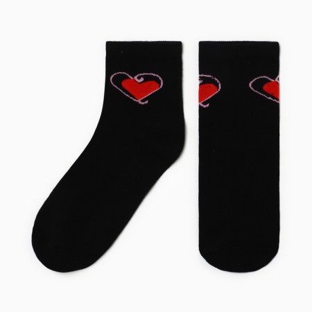 Women's socks "Hearts", Black Color, Rr. 23-25