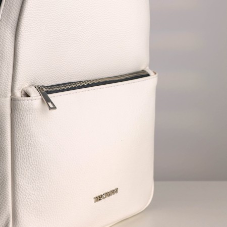 A backpack with a zipper, Textura, external pocket, white color-4