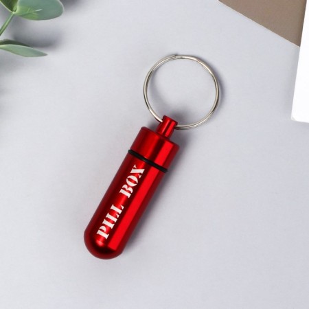 Tabalney keychain Pill Box, red, 1.4 x 5.2 cm.-1