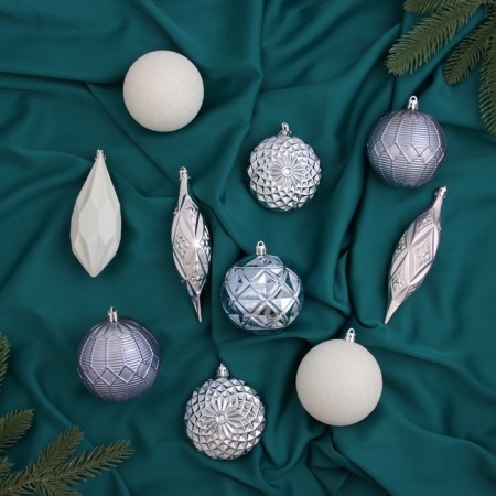 A set of jewelry plastic 16 pcs "string" (8 balls, 8 icicles) lilac-white