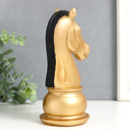 Souvenir Polystone "Chess Figure. Kon" Golden with a black mane of 19.5x10x8 cm-3