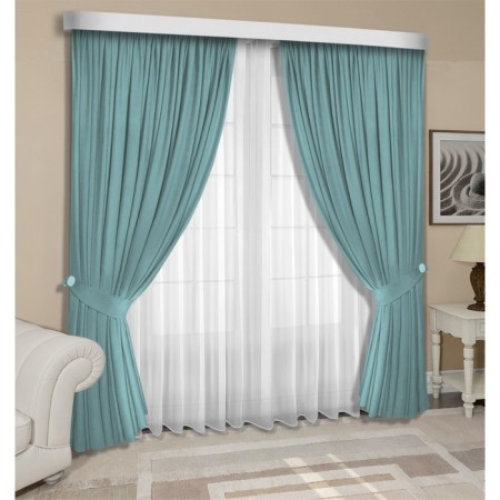 Set of curtains "Canvas", size 200x250 cm, 2 pcs, birus color