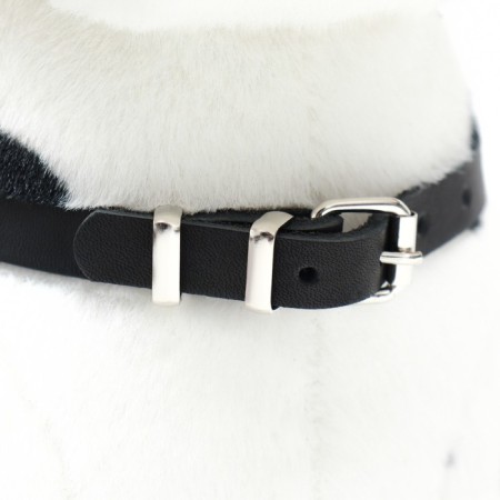 Single-layer leather "luxury", Osh 26-34 cm, OG 36-44 cm, width 1.1 cm, black-4