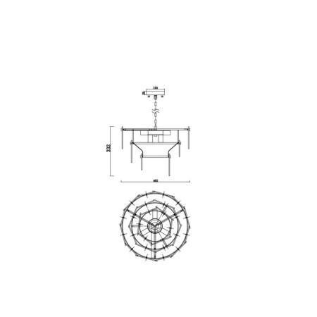 Suspended lamp 60W, 5kHE14, 33x47 cm, chrome-3