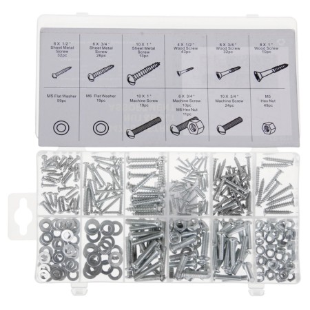 Fixing set: nuts, washers, bolts, screws, screws, 347 pcs
