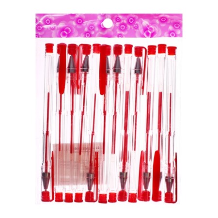 Gel pen, 0.5 mm, red, transparent case-4