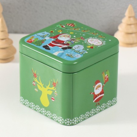 Casket Metal Square "New Year's delivery" 7.5x7.5x6.5 cm-1