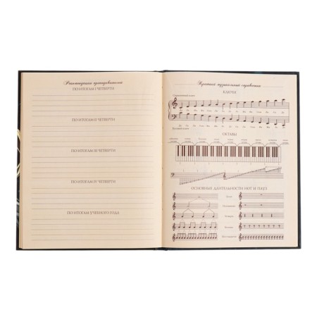 Diary for a music school, 48 sheets, hard cover, matte lamination, foil embossing, reference information, block 60g/m2-11
