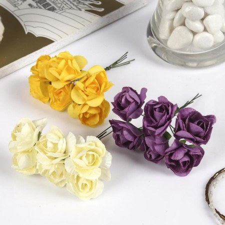 Decor for creativity "rose" (set = bouquet 6 flowers) mix 10 cm-4