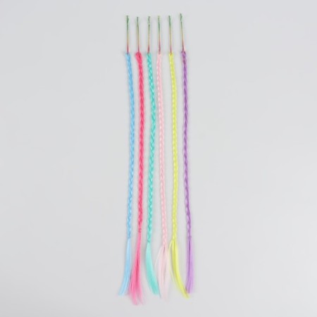 A set of pigtails, on invisible, 32 cm, 6 pigtails, fluorescent, multi -colored-1