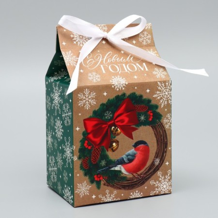 Packaging for confectionery "Happy New Year", bullfinch, 8 x 10 x 16 cm, New Year-1