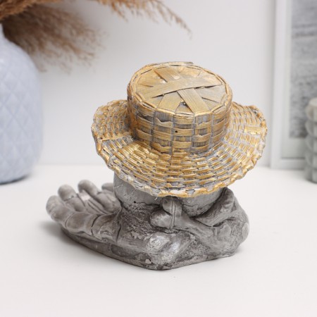 Skull stand "Skull in the palm" Gray, 19x12x12cm-2