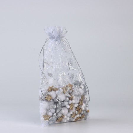 Gift bag “Happy New Year”, organza, red, 20 x 30 cm, new year-2