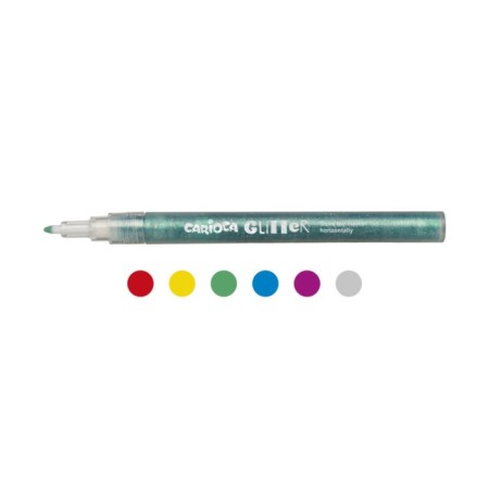Flomasters 6 colors, Carioca Glitter, with sparkles, bullet -shaped node 1.0 mm, water -based ink, super -resistant tip-5