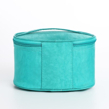 Cosmetic bag with zipper, turquoise color-1