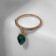 Ring "keychain" droplet, emerald color in gold, size 18