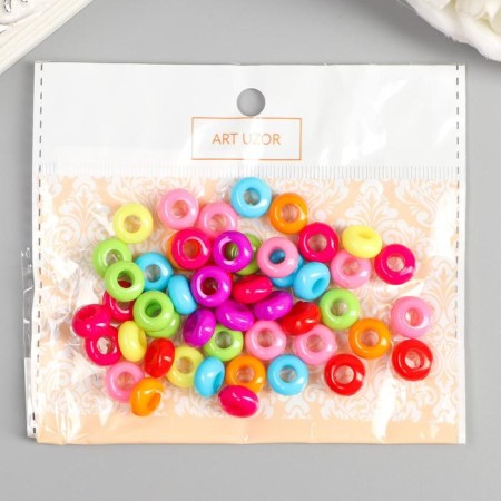 Beads for creativity plastic "flat multi -colored" set of 50 pcs 0.6x1.1x1.1 cm-3