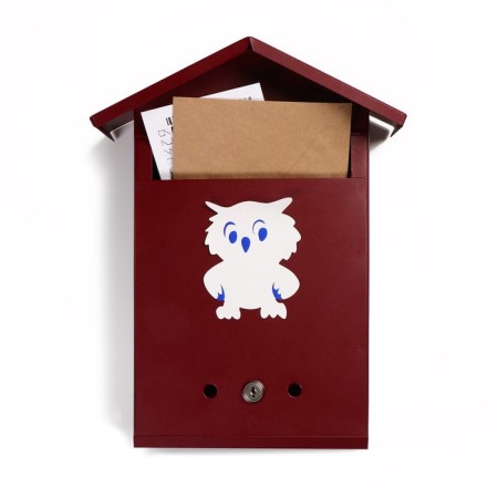 Mail box with a lock, vertical, "house", cherry