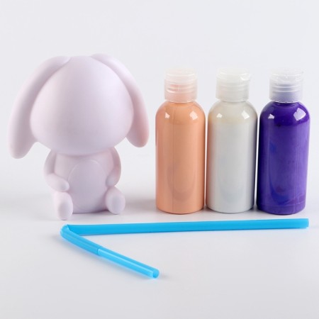 Set for creativity. Drawing by acrylic on the plastic figure "Bunny"-4