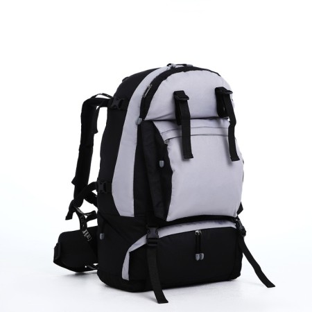 Tourist backpack, TAIF, 65 l, lightning department, 3 outer pockets, black/green/gray color