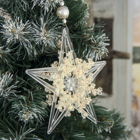 Christmas tree decoration "Polar Star" D-11.5 cm, transparent-2