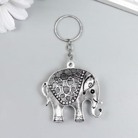 Metal keychain "Elephant in Popon" silver 4.5x4.5 cm-2