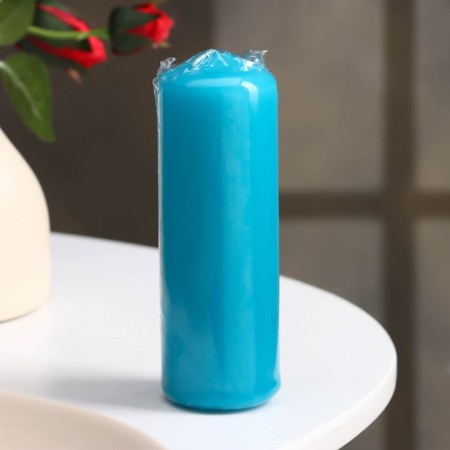 Candle - cylinder, 4 × 12 cm, 15 hours, turquoise-3