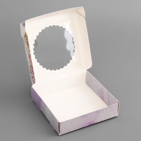 Box a gift team with a window, packaging, "with love", 11.5 x 11.5 x 3 cm-3