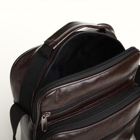 Male bag, 24*11*20 cm, lightning departure, 3 n/pocket, reg. Min, brown-4