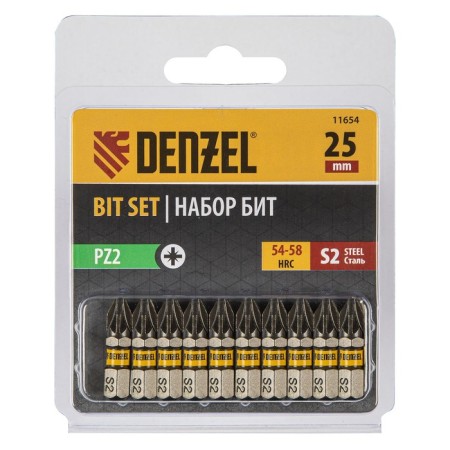 Denzel 11654 bit set, hexagonal profile, PZ2 x 25 mm, steel S2, 10 pcs.-2