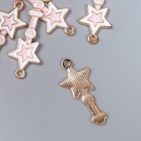 Decor for creativity Metal, enamel "Star rod" white-pink 2.8x1.3 cm-1