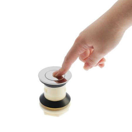 Bottom valve Zein Bp3, plastic housing, small button, stainless steel, overflow-10
