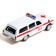 Metal GAZ-2402 Volga ambulance, 12 cm, doors and trunk open, white color